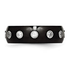 Chisel Stainless Steel Brushed and Polished Black IP-plated CZ Half Round 7mm Band