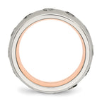 Chisel Stainless Steel Polished Rose IP-plated Inside with CZ Half Round 7mm Band