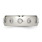 Chisel Stainless Steel Polished Rose IP-plated Inside with CZ Half Round 7mm Band