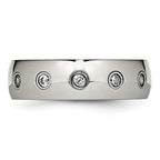 Chisel Stainless Steel Polished Rose IP-plated Inside with CZ Half Round 7mm Band