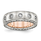 Chisel Stainless Steel Polished Rose IP-plated Inside with CZ Half Round 7mm Band