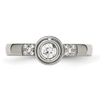 Chisel Stainless Steel Polished CZ Ring