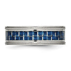 Chisel Stainless Steel Polished with Blue Carbon Fiber Inlay Textured Edge 8mm Band