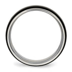 Stainless Steel Polished Black IP-plated 8mm Ridged Edged Band