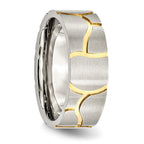 Chisel Stainless Steel Brushed Yellow IP-plated 8mm Grooved Band