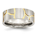 Chisel Stainless Steel Brushed Yellow IP-plated 8mm Grooved Band