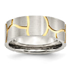 Chisel Stainless Steel Brushed Yellow IP-plated 8mm Grooved Band