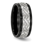 Chisel Stainless Steel Brushed Black IP-plated 8mm Grooved Band