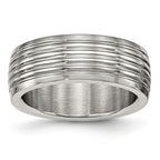 Stainless Steel Polished 8mm Grooved Band
