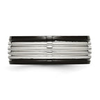 Stainless Steel Polished Black IP-plated 8mm Grooved Band