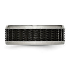 Stainless Steel Polished/Textured w/Brushed Edges Black IP-plated Band