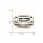 Stainless Steel Polished w/Black CZ 8mm Grooved Band