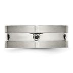 Stainless Steel Brushed and Polished w/Black CZ 8mm Band