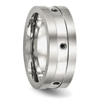 Stainless Steel Brushed and Polished w/Black CZ 8mm Band