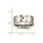 Stainless Steel Brushed and Polished w/Black CZ 8mm Band