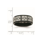 Stainless Steel Brushed/Polished Black IP Laser Etched Crosses 8mm Band
