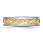 Chisel Stainless Steel Brushed Yellow IP-plated 6mm Grooved Band