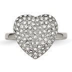 Stainless Steel Polished w/ Preciosa Crystal Heart Ring