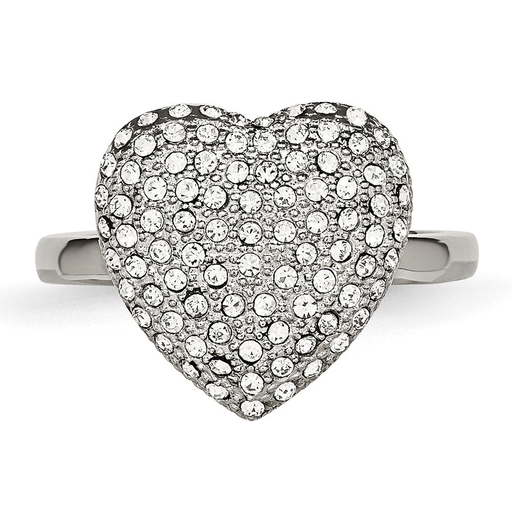 Stainless Steel Polished w/ Preciosa Crystal Heart Ring