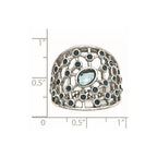 Stainless Steel Polished Blue Glass and Preciosa Crystal Ring