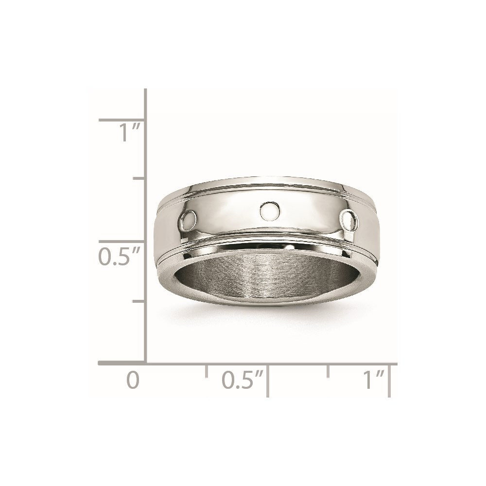 Stainless Steel Polished 8mm Grooved Band