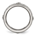 Stainless Steel Polished Beaded and Grooved 8mm Band