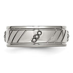 Stainless Steel Polished Beaded and Grooved 8mm Band