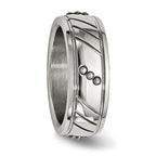 Stainless Steel Polished Beaded and Grooved 8mm Band