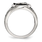 Chisel Stainless Steel Polished and Textured Enameled Eagle Ring