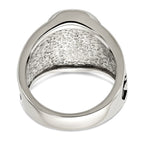 Chisel Stainless Steel Polished and Textured Enameled Eagle Ring