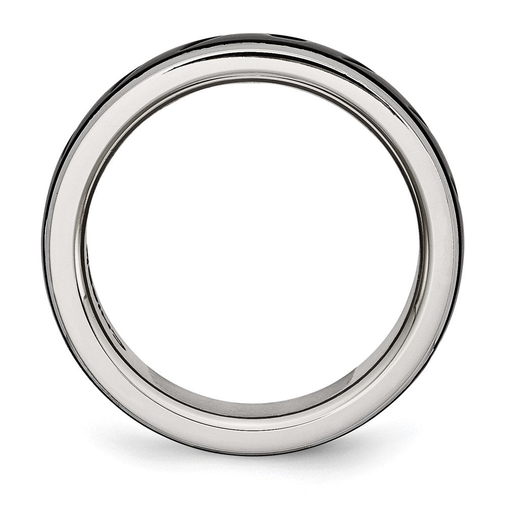 Chisel Stainless Steel Polished Black IP-plated 8mm Grooved Band