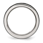 Chisel Stainless Steel Polished Black IP-plated 8mm Grooved Band