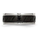 Chisel Stainless Steel Polished Black IP-plated 8mm Grooved Band