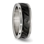 Chisel Stainless Steel Polished Black IP-plated 8mm Grooved Band