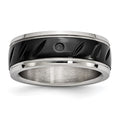 Chisel Stainless Steel Polished Black IP-plated 8mm Grooved Band