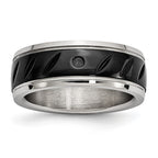 Chisel Stainless Steel Polished Black IP-plated 8mm Grooved Band