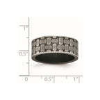 Stainless Steel Antiqued Brushed and Textured 7.75mm Flat Band