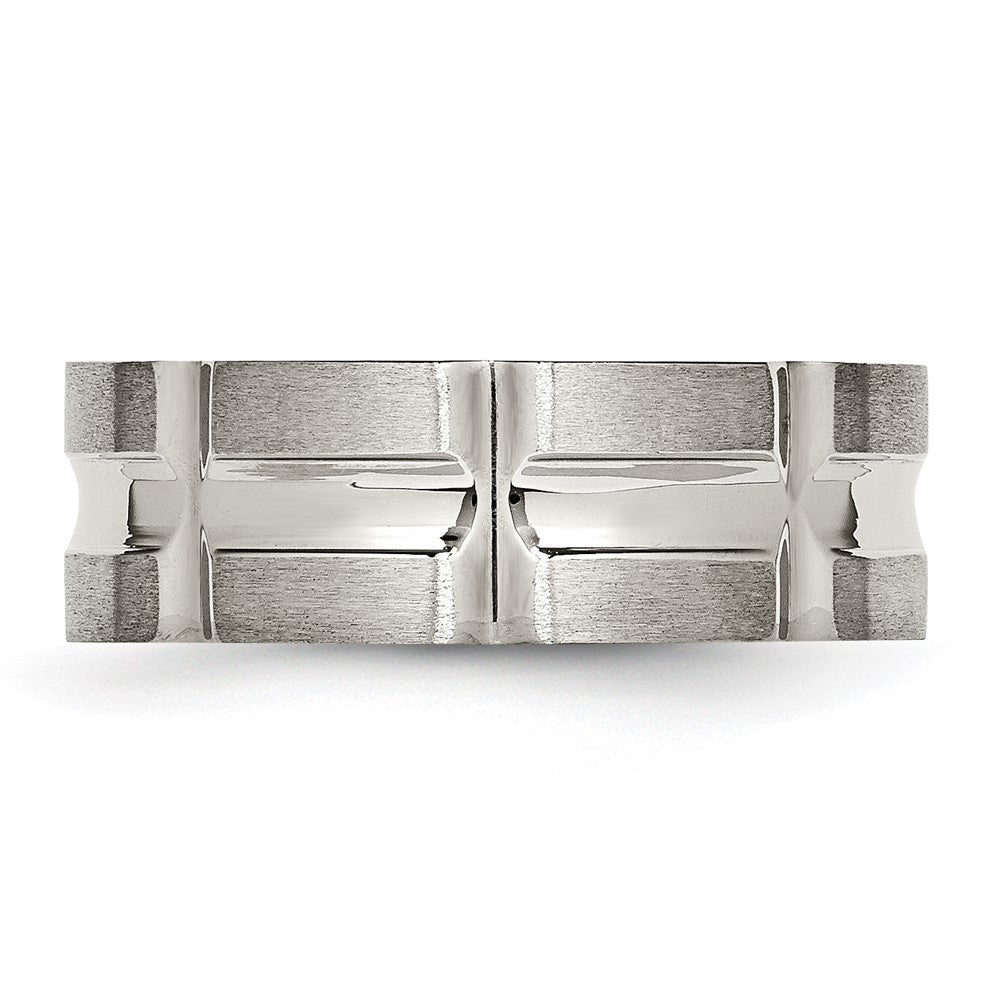 Stainless Steel Brushed and Polished 8mm Grooved Band