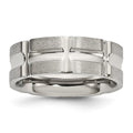 Stainless Steel Brushed and Polished 8mm Grooved Band
