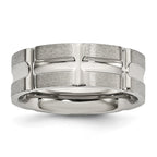 Stainless Steel Brushed and Polished 8mm Grooved Band