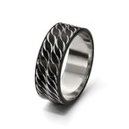Chisel Stainless Steel Polished Black IP-plated Diamond-Cut 8mm Band