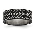 Chisel Stainless Steel Polished Black IP-plated Diamond-Cut 8mm Band