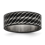 Chisel Stainless Steel Polished Black IP-plated Diamond-Cut 8mm Band