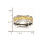 Chisel Stainless Steel Brushed Yellow IP-plated 8mm Grooved Band