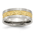 Chisel Stainless Steel Brushed Yellow IP-plated 8mm Grooved Band