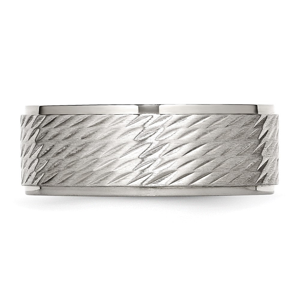 Chisel Stainless Steel Polished with Brushed and Textured Center 7mm Band