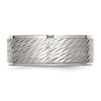 Chisel Stainless Steel Polished with Brushed and Textured Center 7mm Band