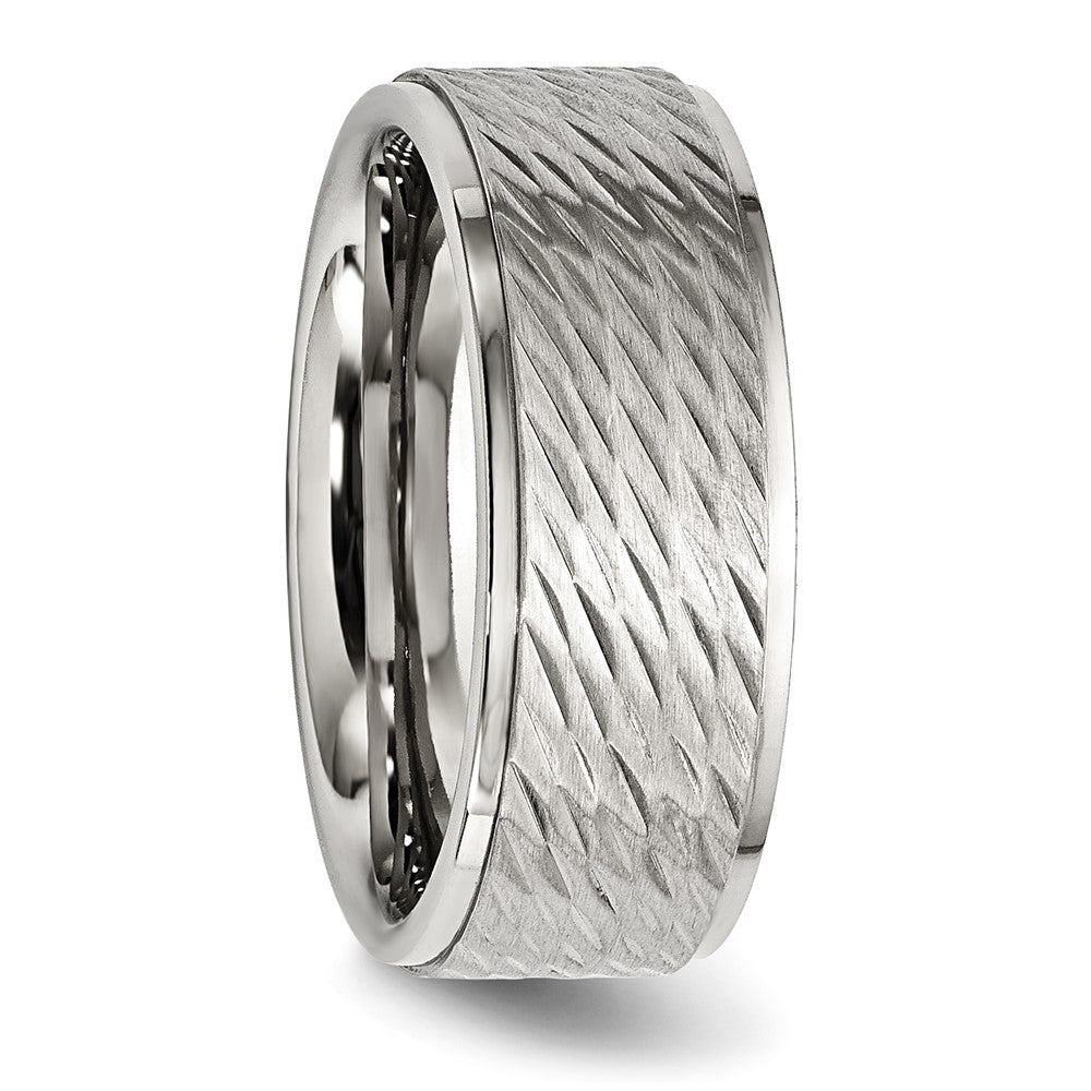 Chisel Stainless Steel Polished with Brushed and Textured Center 7mm Band
