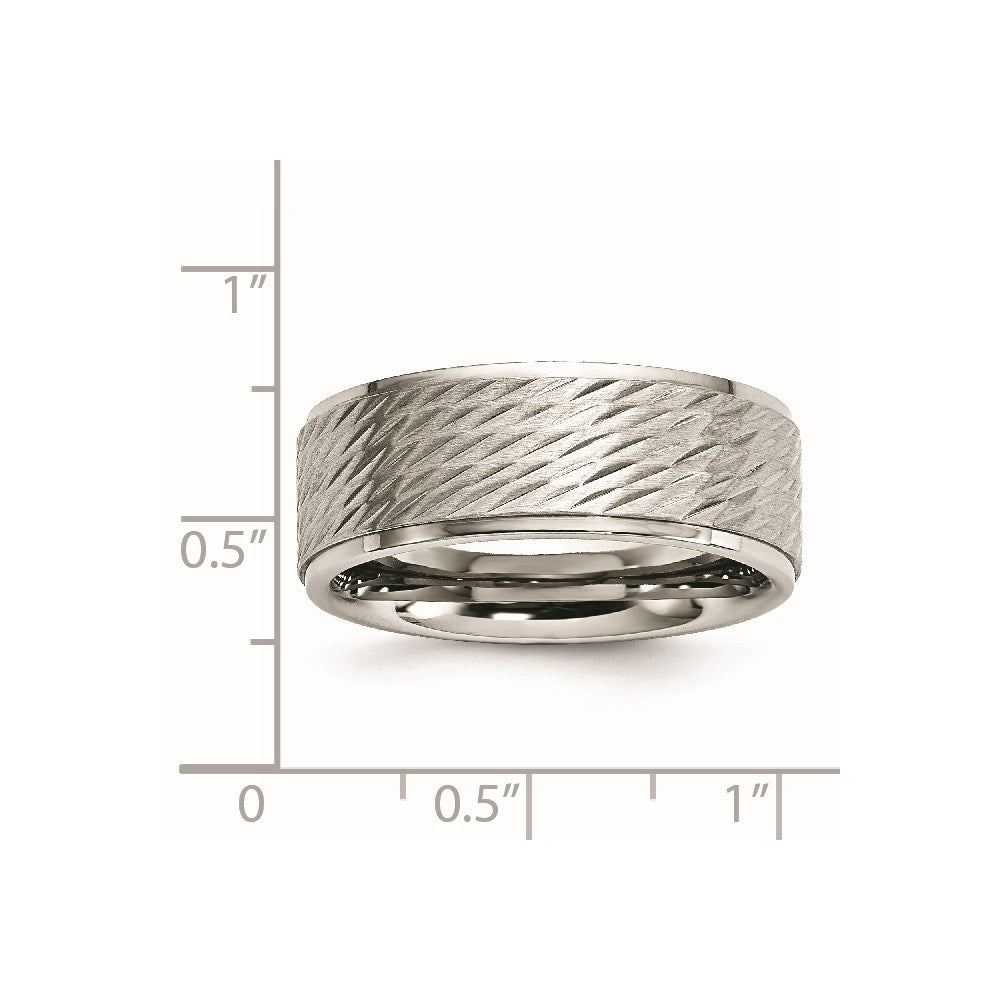 Chisel Stainless Steel Polished with Brushed and Textured Center 7mm Band