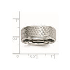 Chisel Stainless Steel Polished with Brushed and Textured Center 7mm Band